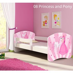 Dječji krevet ACMA s motivom, bočna bijela 140x70 cm - 08 Princess with Pony