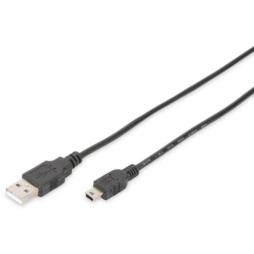 Digitus USB kabel USB 2.0 USB-A utikač, USB-Mini-B utikač 1.00 m crna okrugli, dvostruko zaštićen DB-300130-010-S slika 1