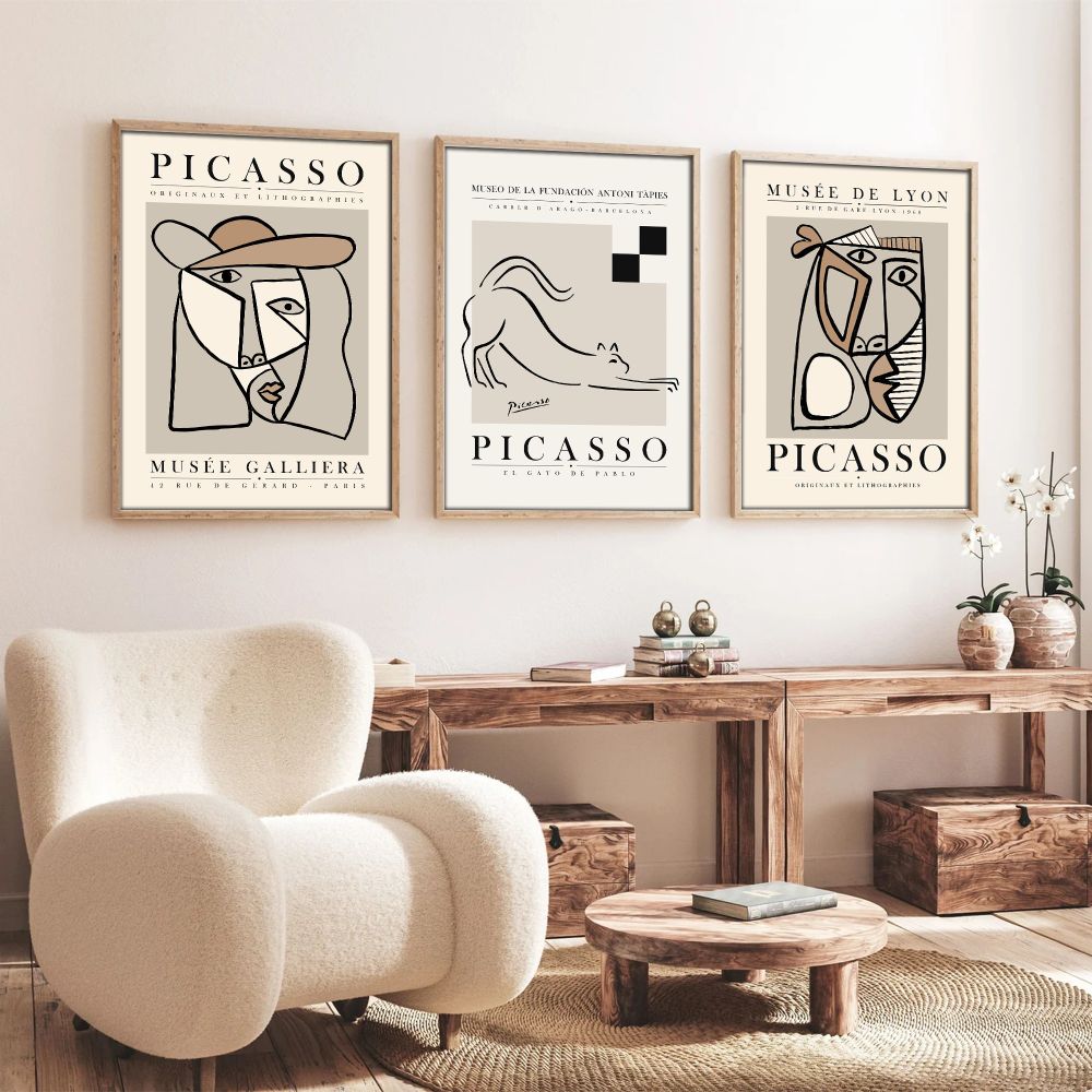 Set dekorativnih slika "Huhu254" 3 komada, 50 x 70 cm, šareni okvir od MDF-a slika 1