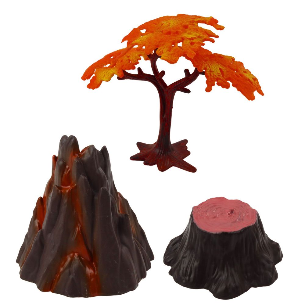 Set realističnih figurica dinosaura s vulkanskim drvetom, 6 komada slika 3