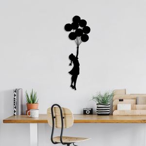 Dekorativni zidni ukras "Banksy" u crnoj boji, metalni