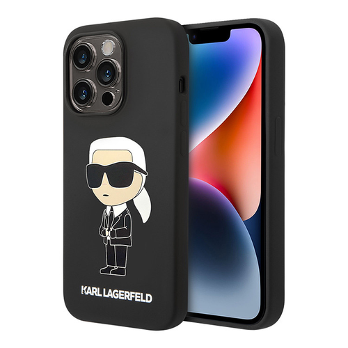 Maska Karl Lagerfeld Hc Silicone NFT Ikonik za iPhone 15 Pro 6.1 crna (KLHCP15LSNIKBCK) slika 1