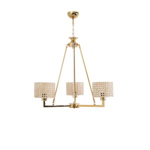 Opviq Napoli 3 LÃ¼ Gold Avize Rattan Abajurlu Gold Chandelier