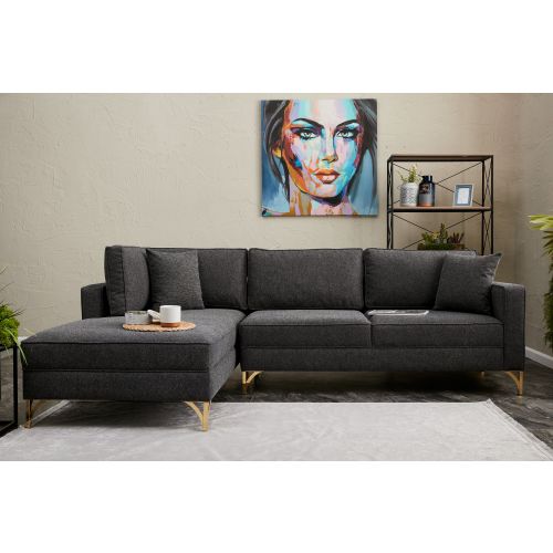 Atelier Del Sofa Kutna garnitura, Antracit Zlato, Berlin Left - Anthracite, Gold slika 3