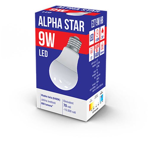 Alpha Star E27 9W HB LED Sijalica 6400K,220V,800Lm,Hladno bela slika 3