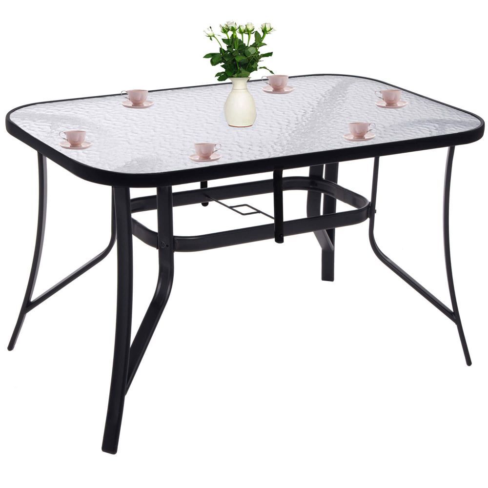 Springos stakleni vrtni stol, crni 150 x 90 cm slika 6