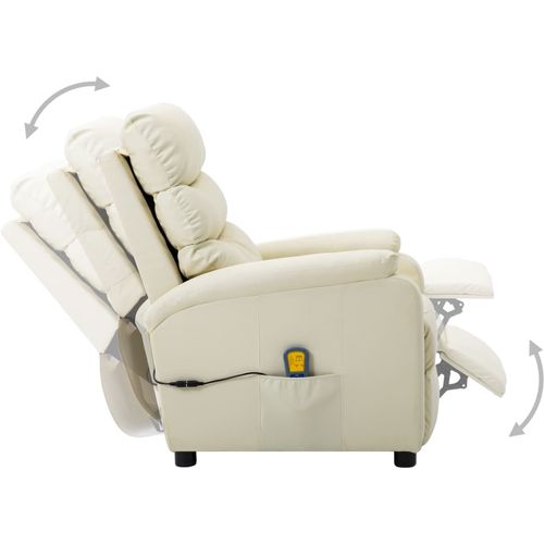 Električna masažna fotelja od umjetne kože krem slika 3