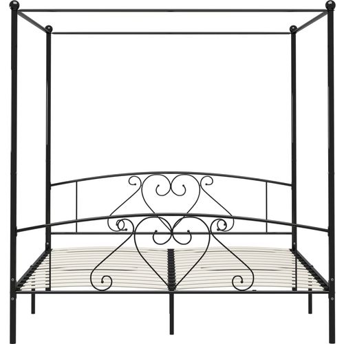 Okvir za krevet s nadstrešnicom crni metalni 180 x 200 cm slika 3