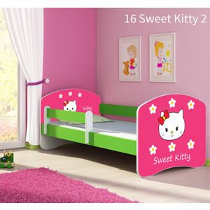 Dječji krevet ACMA s motivom, bočna zelena 180x80 cm - 16 Sweet Kitty 2