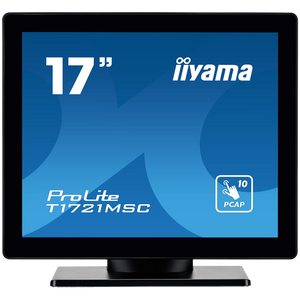 IIYAMA T1721MSC-B2  Monitor 17" PCAP Bezel Free Front, 10P Touch, 1280x1024, Speakers, VGA, HDMI, 230cd/m², USB Interface, External Power Adapter, Multitouch with supported OS