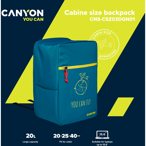 CANYON cabin size backpack for 15.6" laptop slika 8