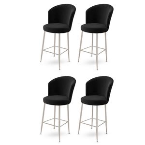 Alte - Crni, Hrom Crni Bar Stolice Set (4 Komada)
