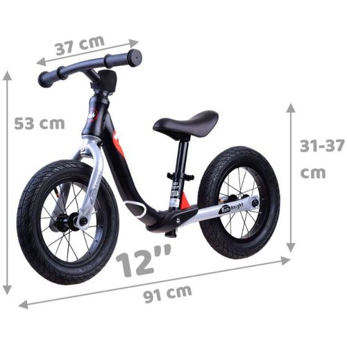 Bicikl bez pedala Little Knight aluminij 12" crni slika 4