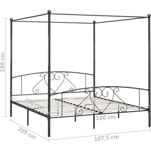 Okvir za krevet s nadstrešnicom sivi metalni 180 x 200 cm slika 8