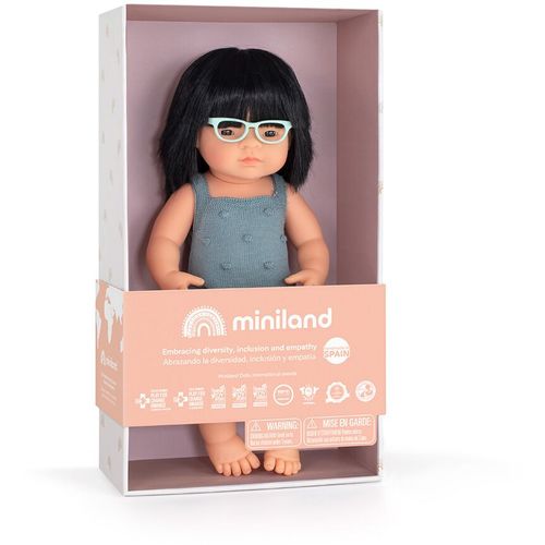 Miniland lutka Asian Girl with Glasses 38 cm Colourful slika 6