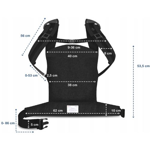 Lionelo dječja nosilica - klokanica MARGAREET za ramena, crna-siva, 5g JAMSTVA slika 7