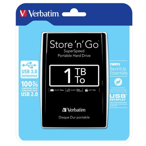 Externi hard disk Verbatim #53023 Store'n'Go 2,5" 1TB USB 3.0 Gen1, crni slika 1