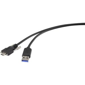 Renkforce USB kabel USB 3.2 gen. 1 (USB 3.0) USB-A utikač, USB-C® utikač 1.00 m crna mogućnost vijčanog spajanja RF-3773814