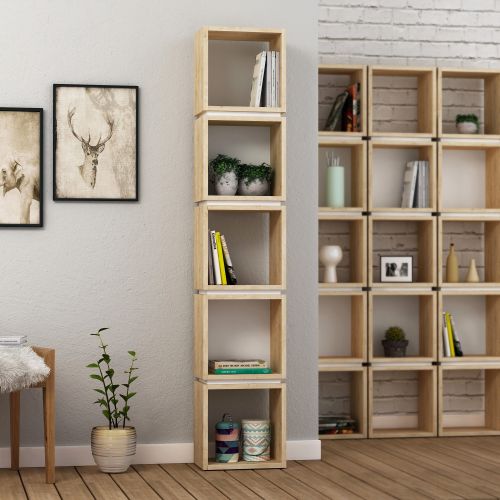 Woody Fashion Polica za knjige, hrast Bijela boja, Multi - Oak, White slika 1