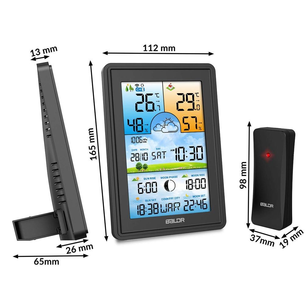 Meteorološka stanica s zaslonom BD-906 crna slika 6