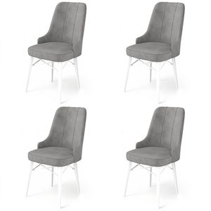 Pare - Sivi, Bijeli Set Stolica (4 Komada)