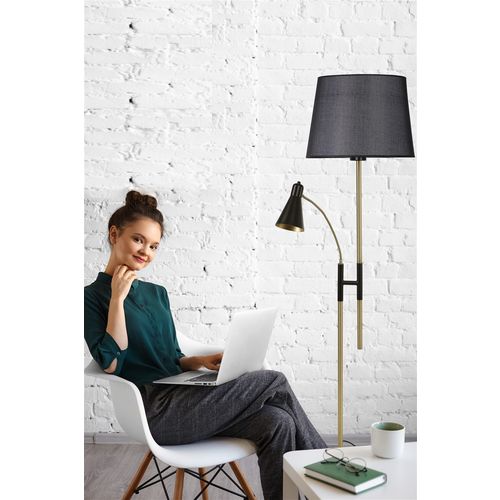 Forza Eskitme Lambader Pramit Hasır Siyah Abajurlu Black Floor Lamp slika 1