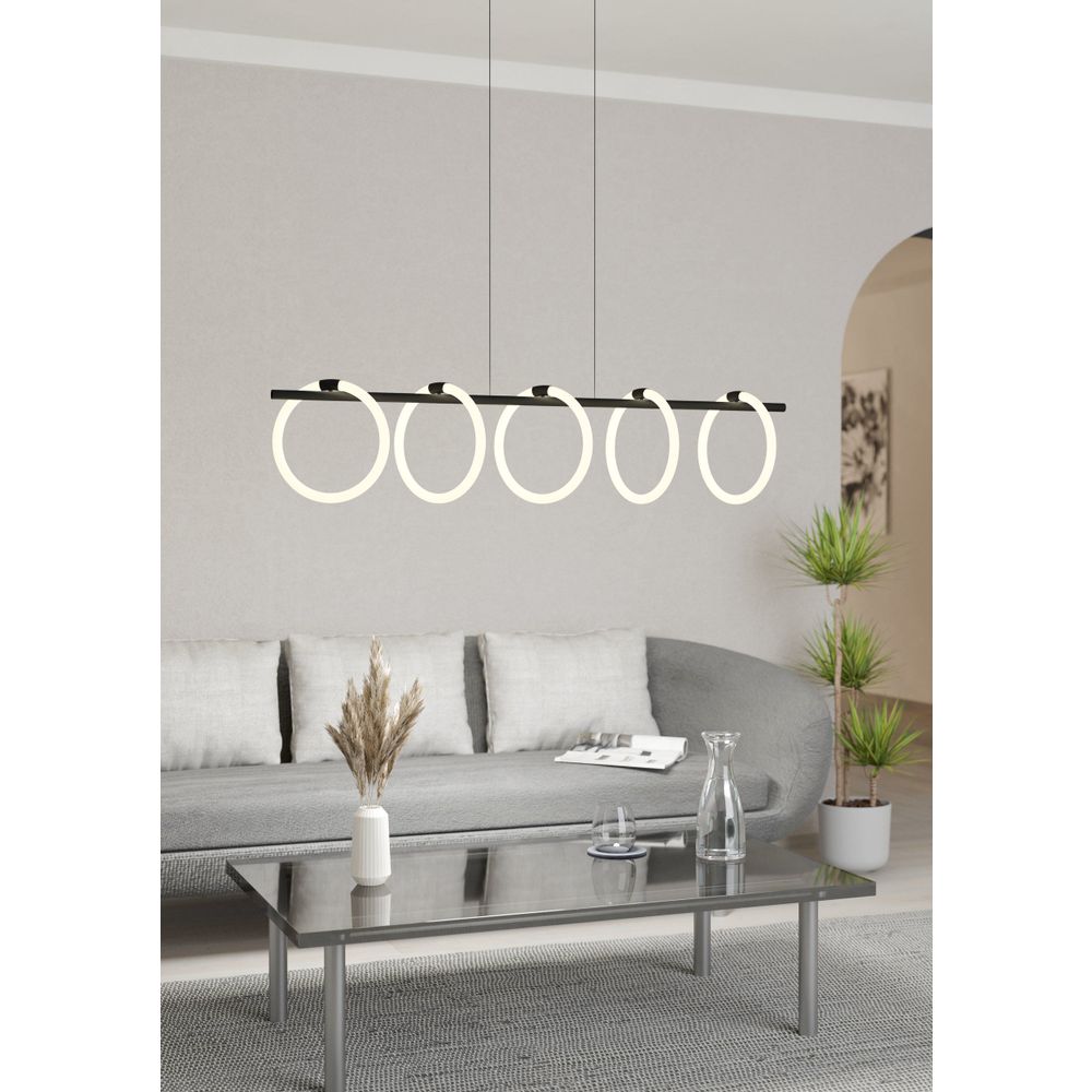 Eglo visilica 'CARANACOA' - LED, 5x7W, crna/bijeli prsteni slika 2