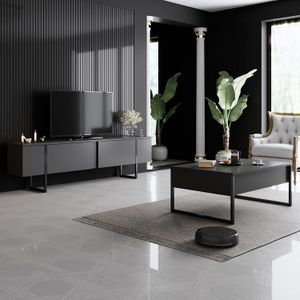 Luxe Set namještaja za dnevnu sobu - Antracit i Crna