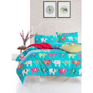 Filika - Blue Multicolor Ranforce Double Duvet Cover Set