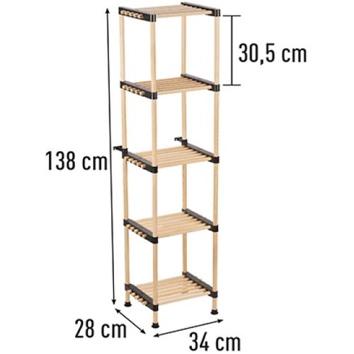 Seowood višenamenska drvena polica34x28x138 slika 2