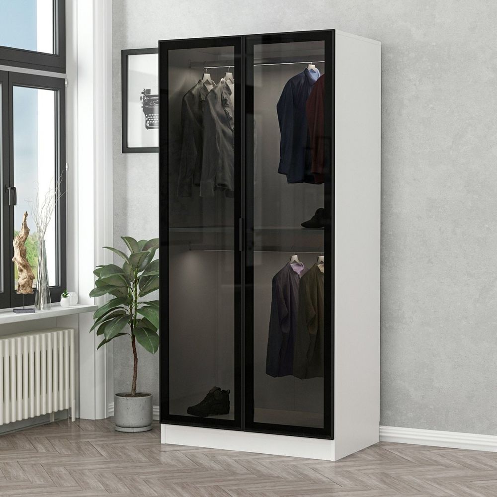 Ormar Kale Glass Black - 210 u Crno-Bijeloj Boji slika 1