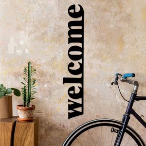 Decorative metal wall accessory Welcome-5, colour: black