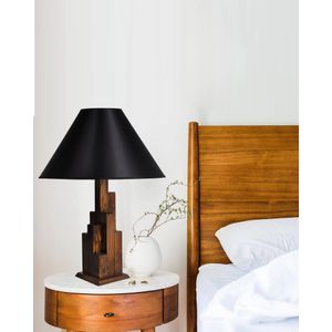 Elegantna Kule Ceviz Ahšap Masa Lampa s Pramit Siyah Abajur