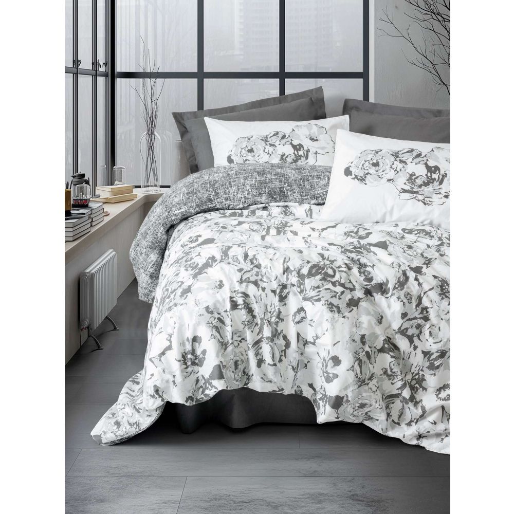 Ranforce double quilt cover set Florva, colour: anthracite slika 1