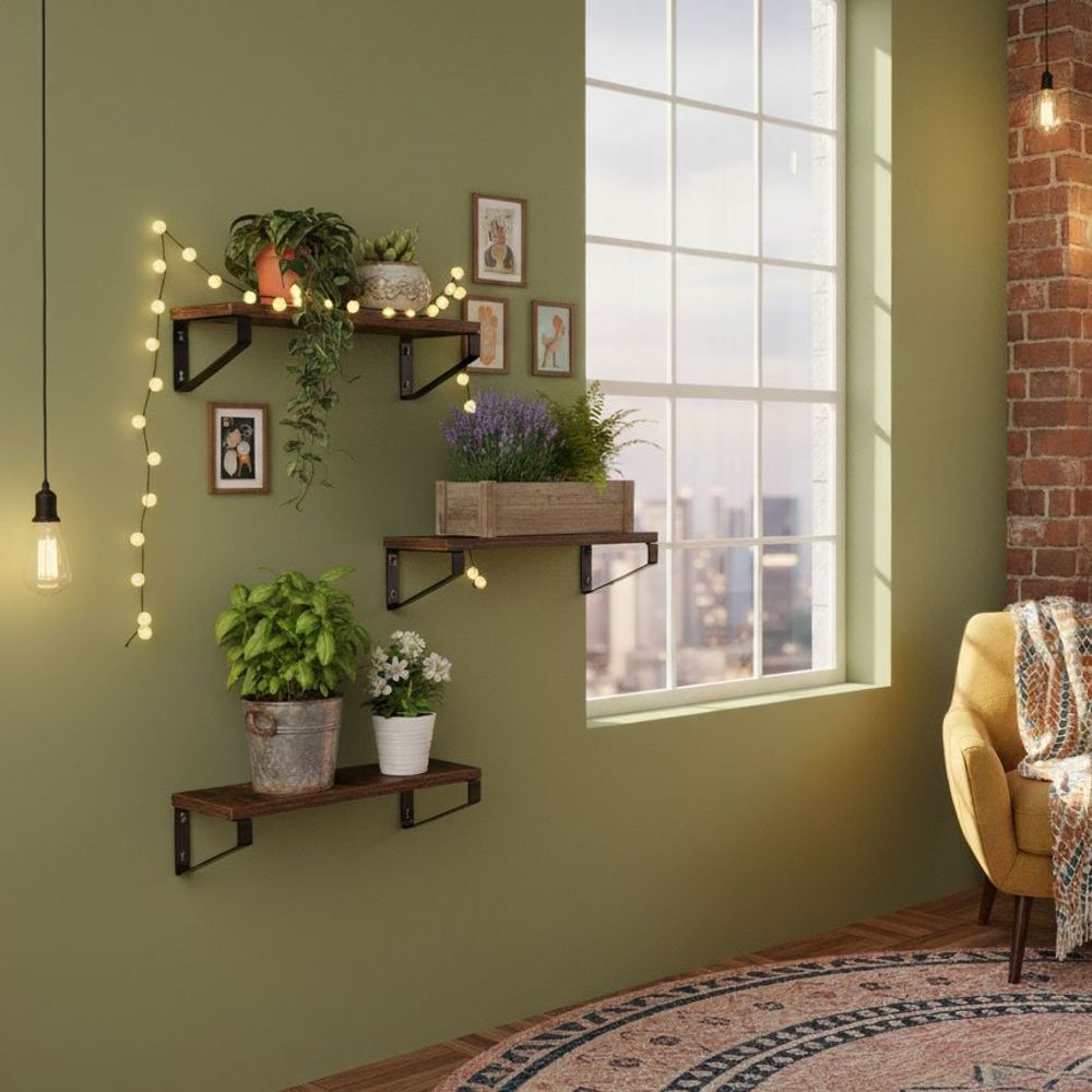 ModernHome loft zidni stalak za cvijeće za dekoraciju, s 3 viseće police slika 3
