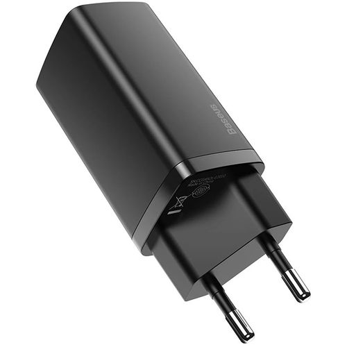 Punjač za mobitel Baseus GaN2 Lite Quick Charger USB-C+USB 65W EU, zidni, crni slika 3