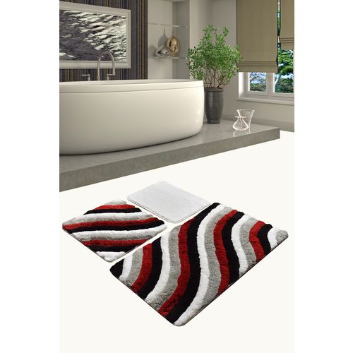 Colourful - Red Multicolor Acrylic Bathmat Set (3 Pieces) slika 1