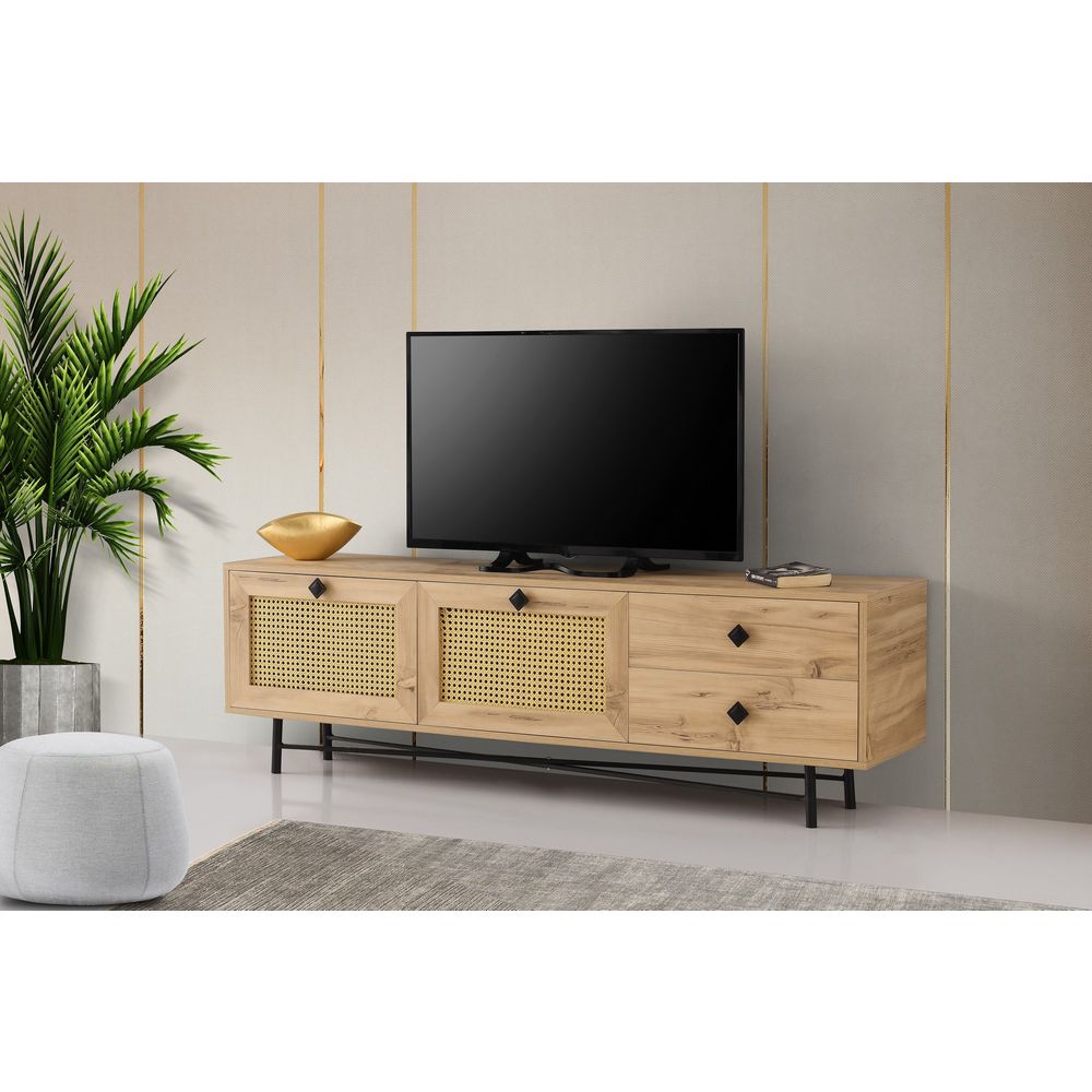 Hapsiyas 180 Oak Black TV Stand slika 2