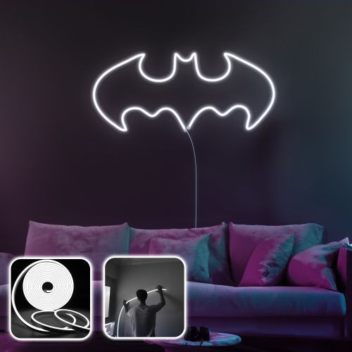 Batman Night - Veliki - Beli Dekorativni Zidni Led Osvetljenje slika 1