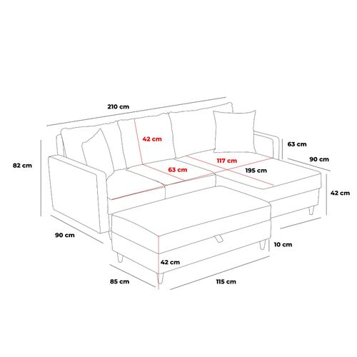 Atelier Del Sofa Kutna garnitura, Sivo, Eva Right - Grey slika 11