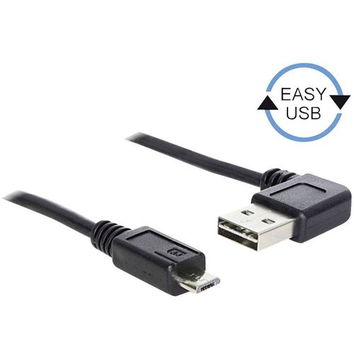 Delock USB kabel USB 2.0 USB-A utikač, USB-Micro-B utikač 1.00 m crna pozlaćeni kontakti, UL certificiran 83382 slika 1