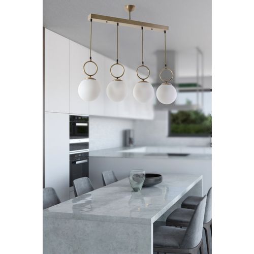 Morino 4 Lü Sıralı Beyaz Camlı Eskitme Sarkıt White Chandelier slika 1