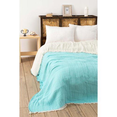 Muslin Yarn Dyed - Turquoise Turquoise Double Bedspread slika 1