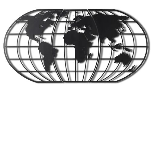 Wallity Metalna zidna dekoracija, World Map Globe Led - Black slika 3