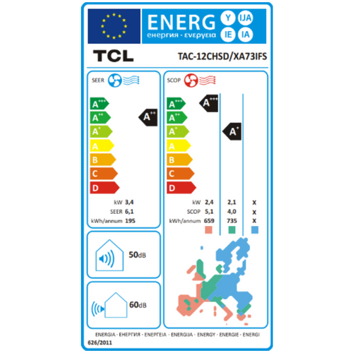 TCL TAC-12CHSD/XA73IFS ELITE lite inverter klima uređaj, 12000 btu slika 3