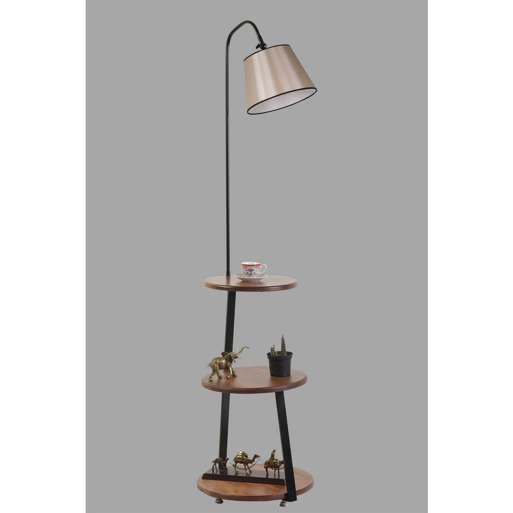 Stojeća Lampa Sorti 8743-5 u Sivoj Boji sa Orahovim Detaljima slika 3