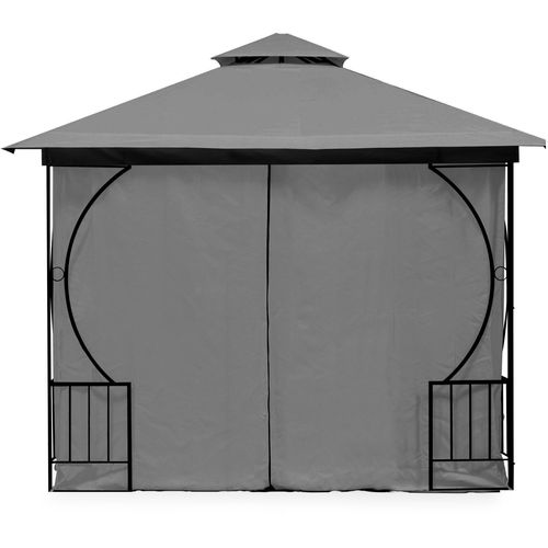 Vrtni šator 3 x 3m sivi s mrežom protiv komaraca slika 3