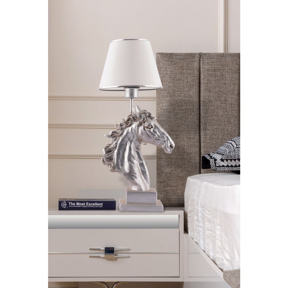 Lampa za sto - Konj - Bijela, Srebrna slika 1