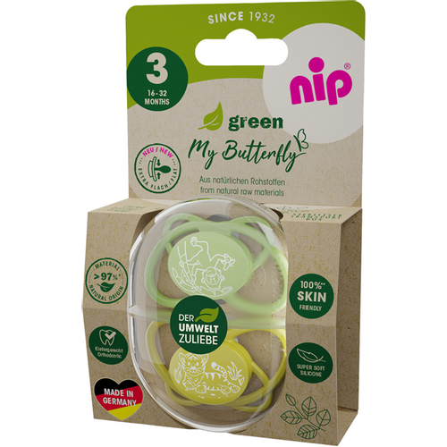 nip® Duda varalica My Butterfly Green 16-32mj (veličina 3) - Silikon, 2kom Zelena slika 4