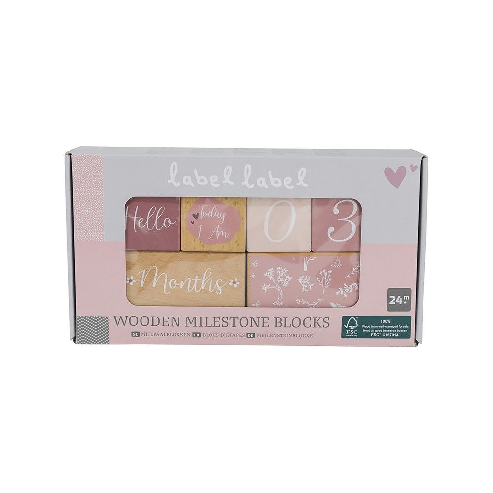 Label Label Drvene kocke Milestone, Pink slika 7